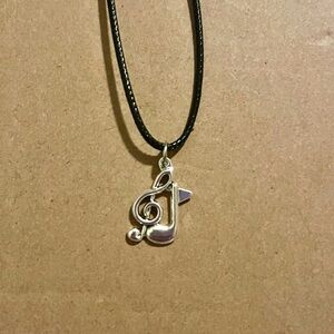 Silver Musical Note Pendant Necklace - Women Jewelry